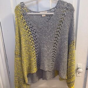 Gray and Yellow Knit Sweater